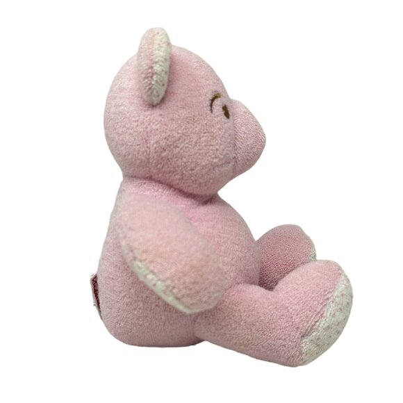 KinderGund Rattle Teddy Bear Pink Polka Dot Feet Stuffed Animal Embroidered Eyes - Picture 2 of 11